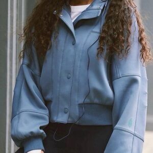 Free People Slate Blue Bomber Jacket